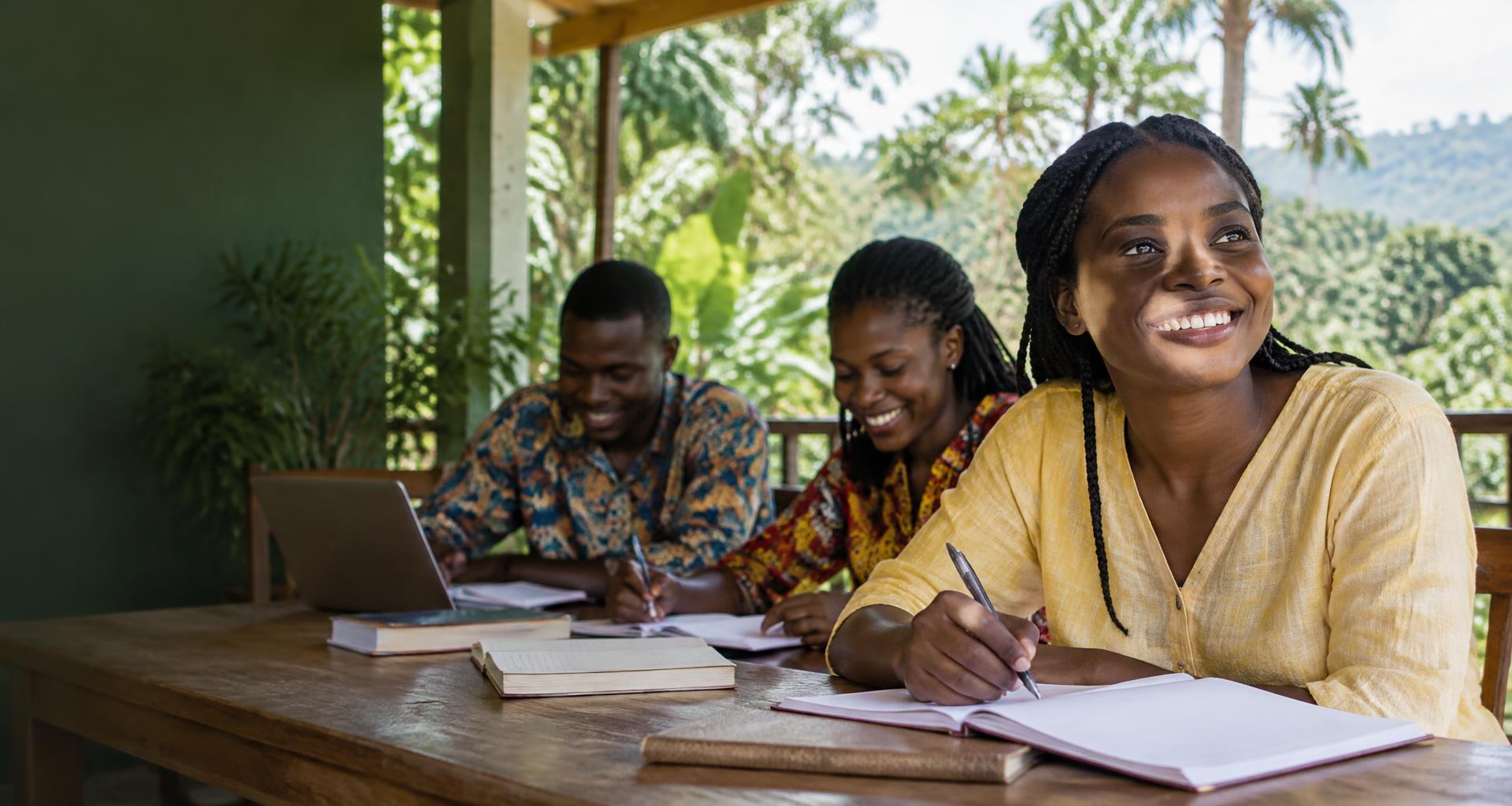 Illustrative image of young adults learning together